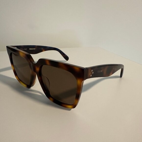 CELINE tortoise oversized sunglasses brown grey CL40055F 53E MINT Made in Italy